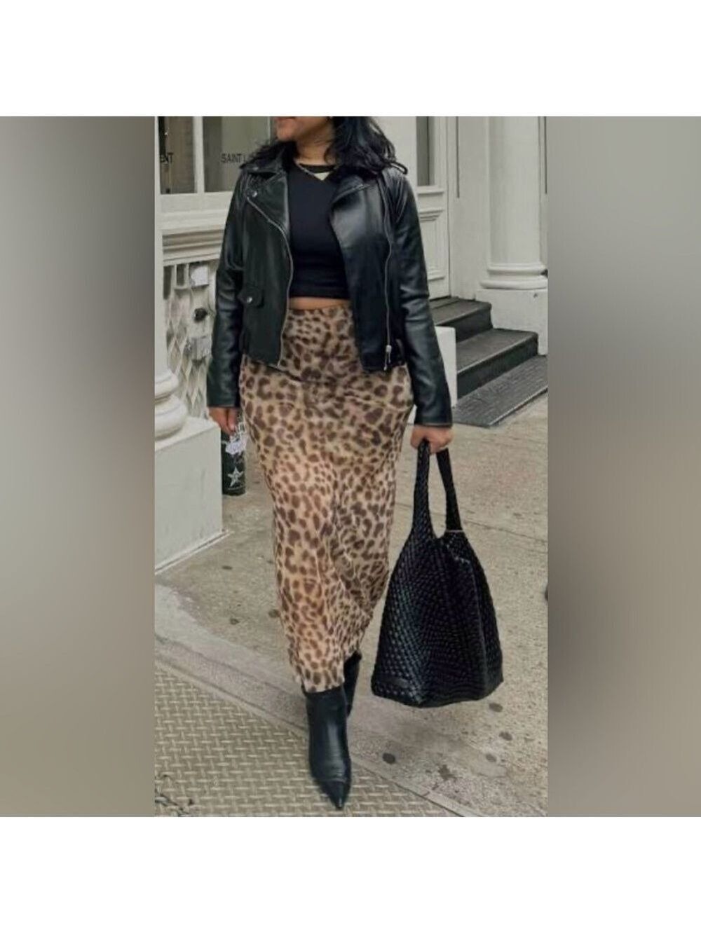 Zara Leopard Print Midi Skirt - Size Small